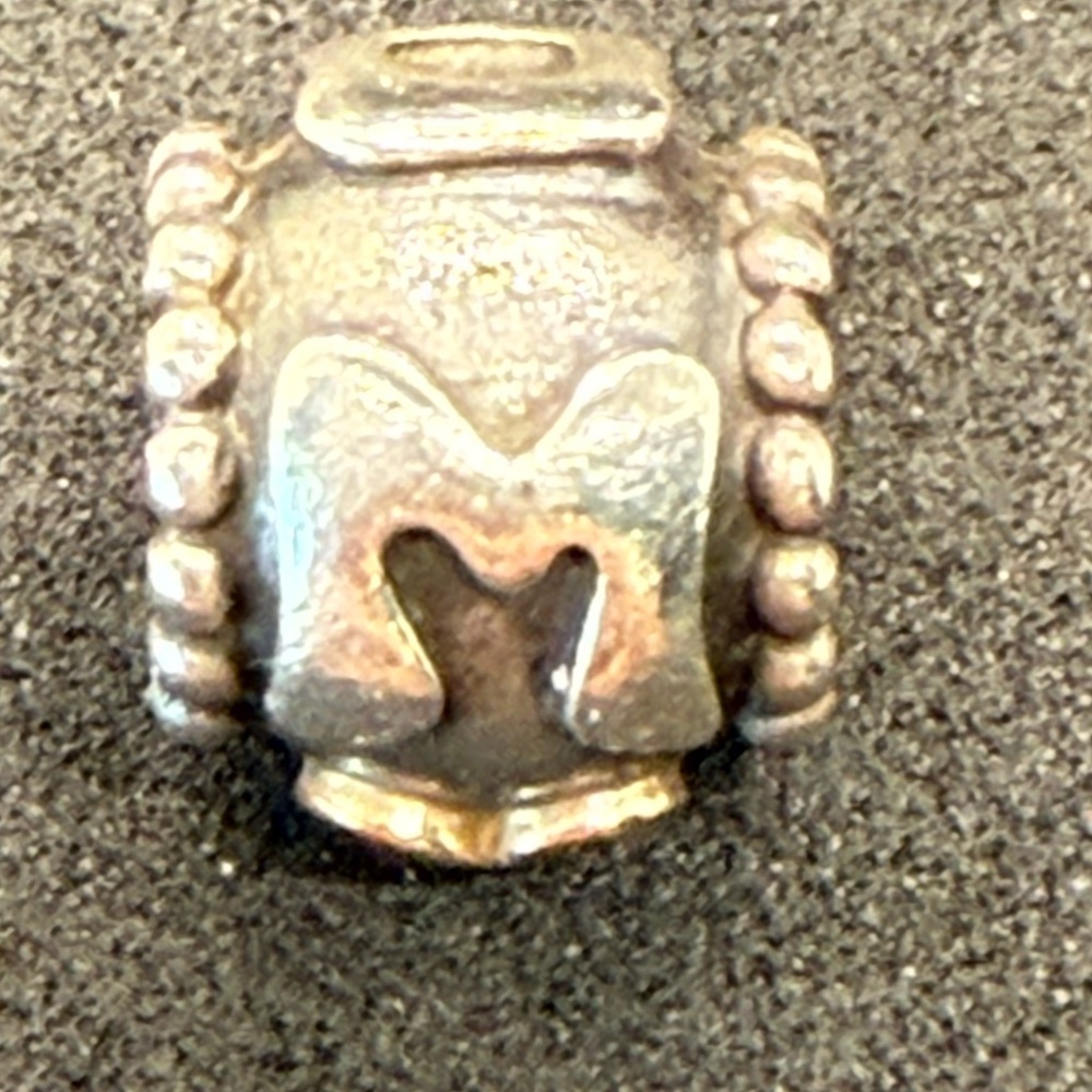 Pandora Sterling Silver “MOM” Charm with Pink CZ Stones